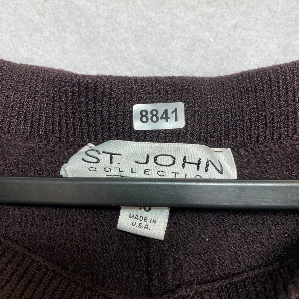 St John Collection Crop Pants Size 10 Brown Espresso Santana Knit Made in USA - Picture 2 of 5